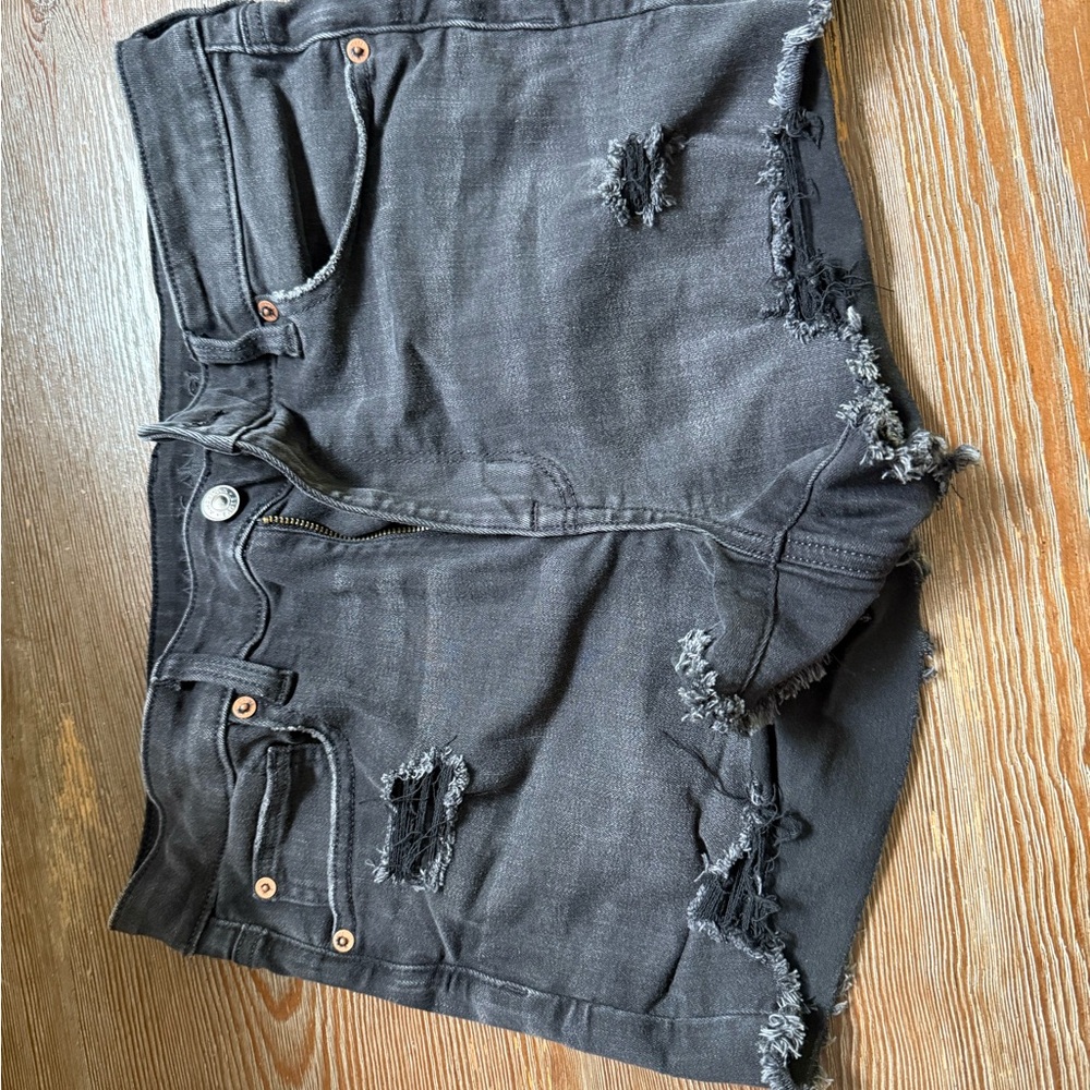 Distressed Black Denim Shorts - like new!